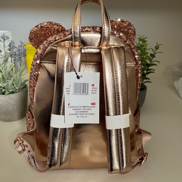 New with tags Disney loungefly rose gold mini backpack - Picture 8 of 10